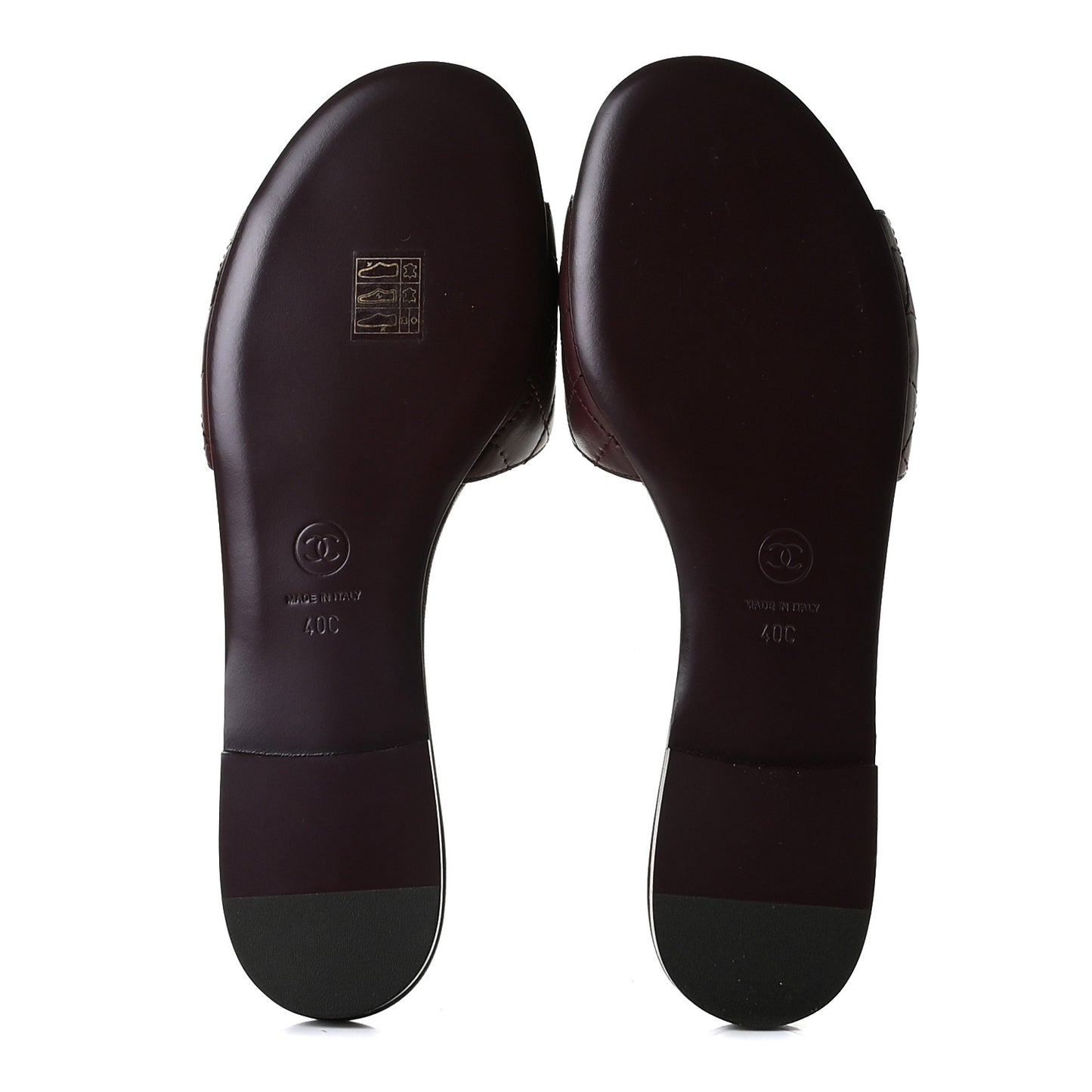 Lambskin Quilted CC Turnlock Sandals 40 Burgundy