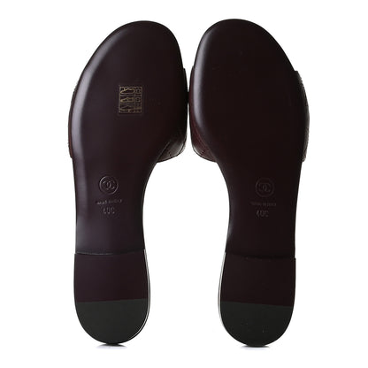 Chanel Lambskin Quilted CC Turnlock Sandals 40 Burgundy 9 of 12