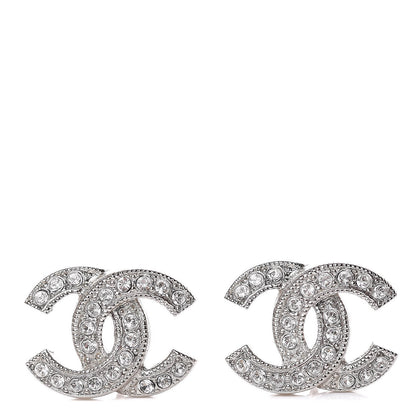 Chanel Crystal Mini Timeless CC Earrings Silver 1 of 6