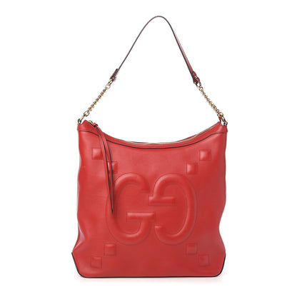 Gucci Apollo Calfskin GG Dadini Embroidered Chain Hobo Hibiscus Red 1 of 9