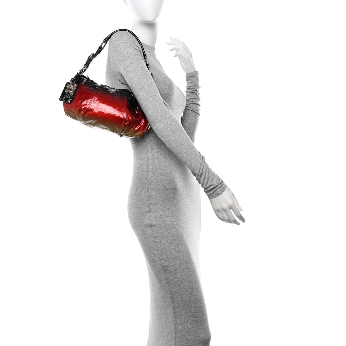 Vernice Sfumata Shoulder Bag Rosso Argento