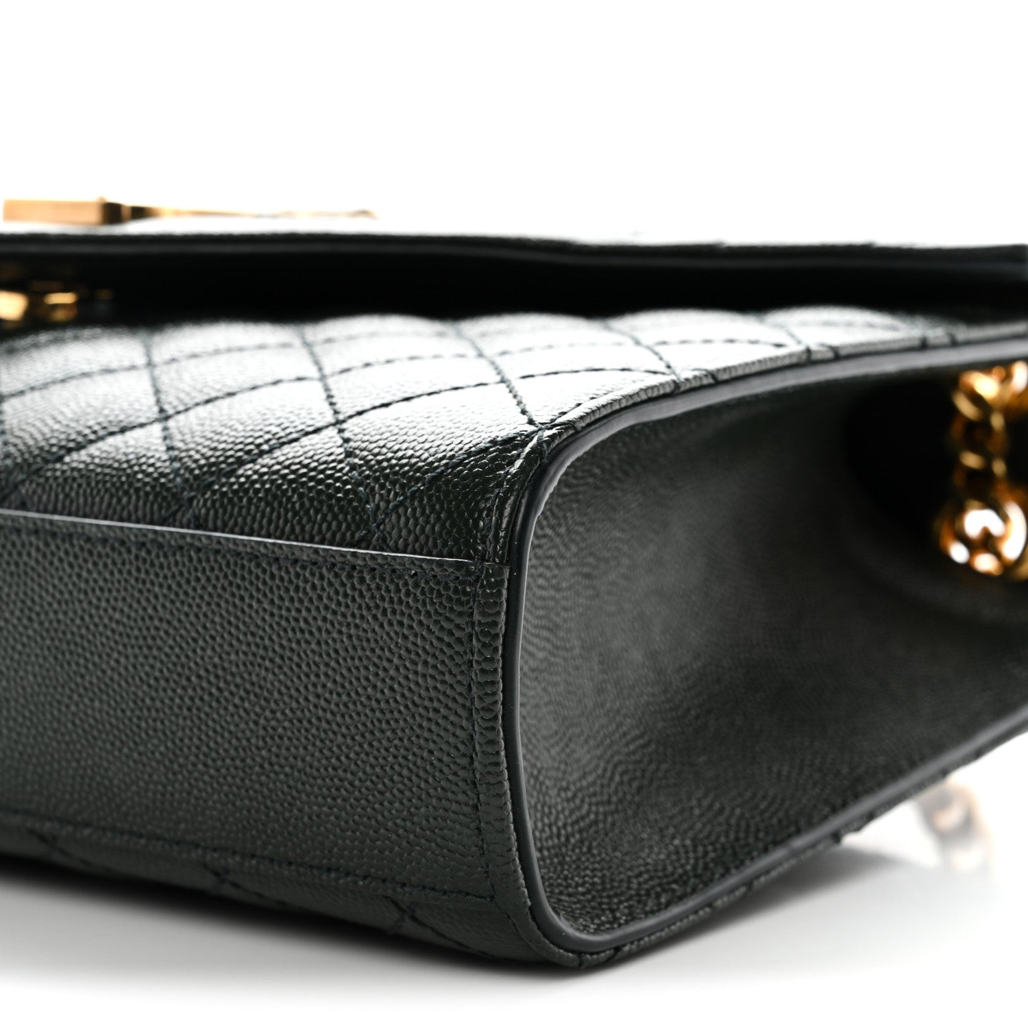Saint Laurent Grain De Poudre Textured Mixed Matelasse Medium Triquilt Monogram Satchel Vert Fonce 11 of 11