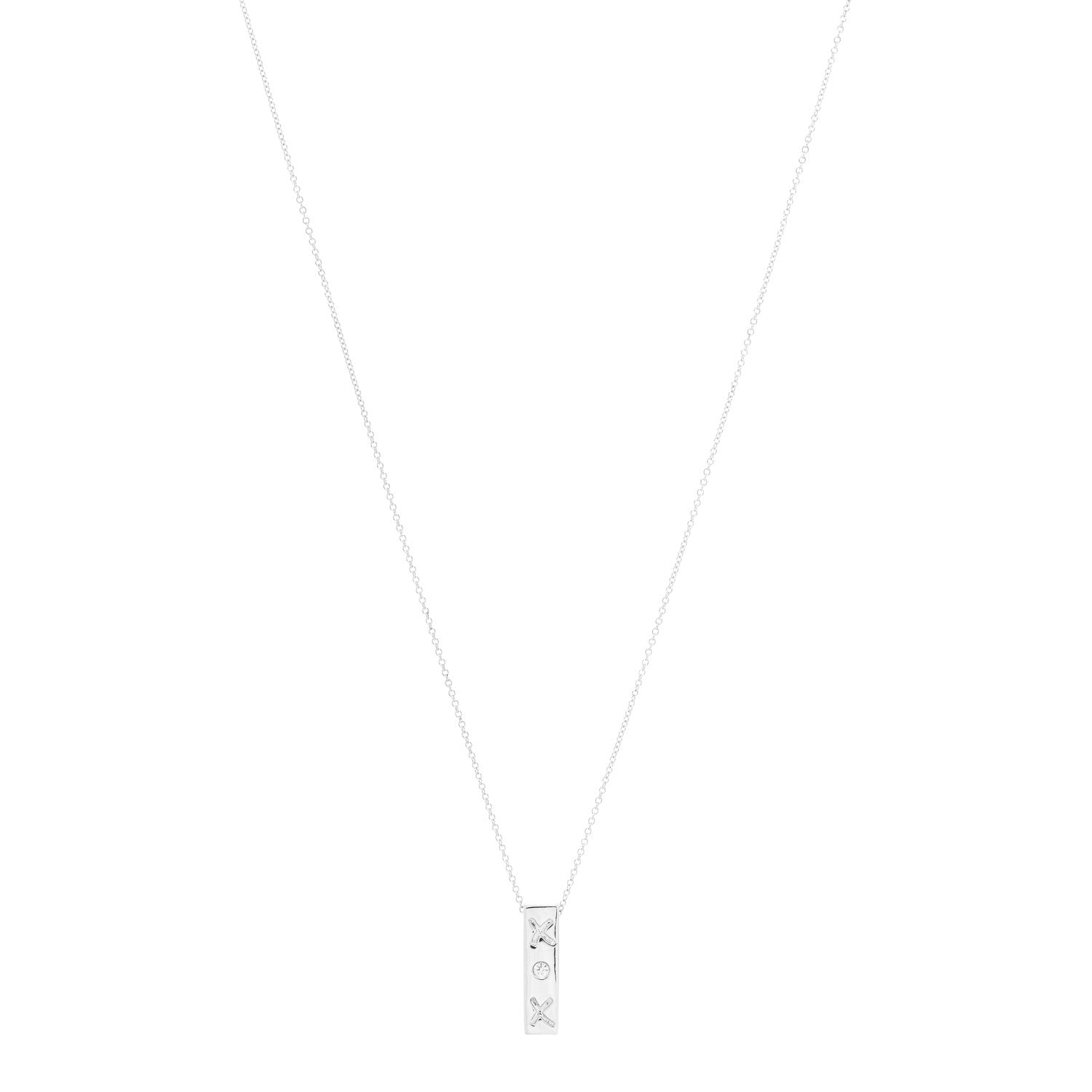 Tiffany Sterling Silver Diamond Paloma Picasso Love and Kisses Bar Pendant Necklace 1 of 5