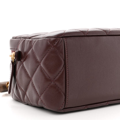 Chanel Lambskin Quilted Mini Wenge Wood Bowling Bag Burgundy 9 of 10