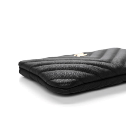 Chanel Caviar Chevron Quilted Small Cosmetic Case Black 9 of 11