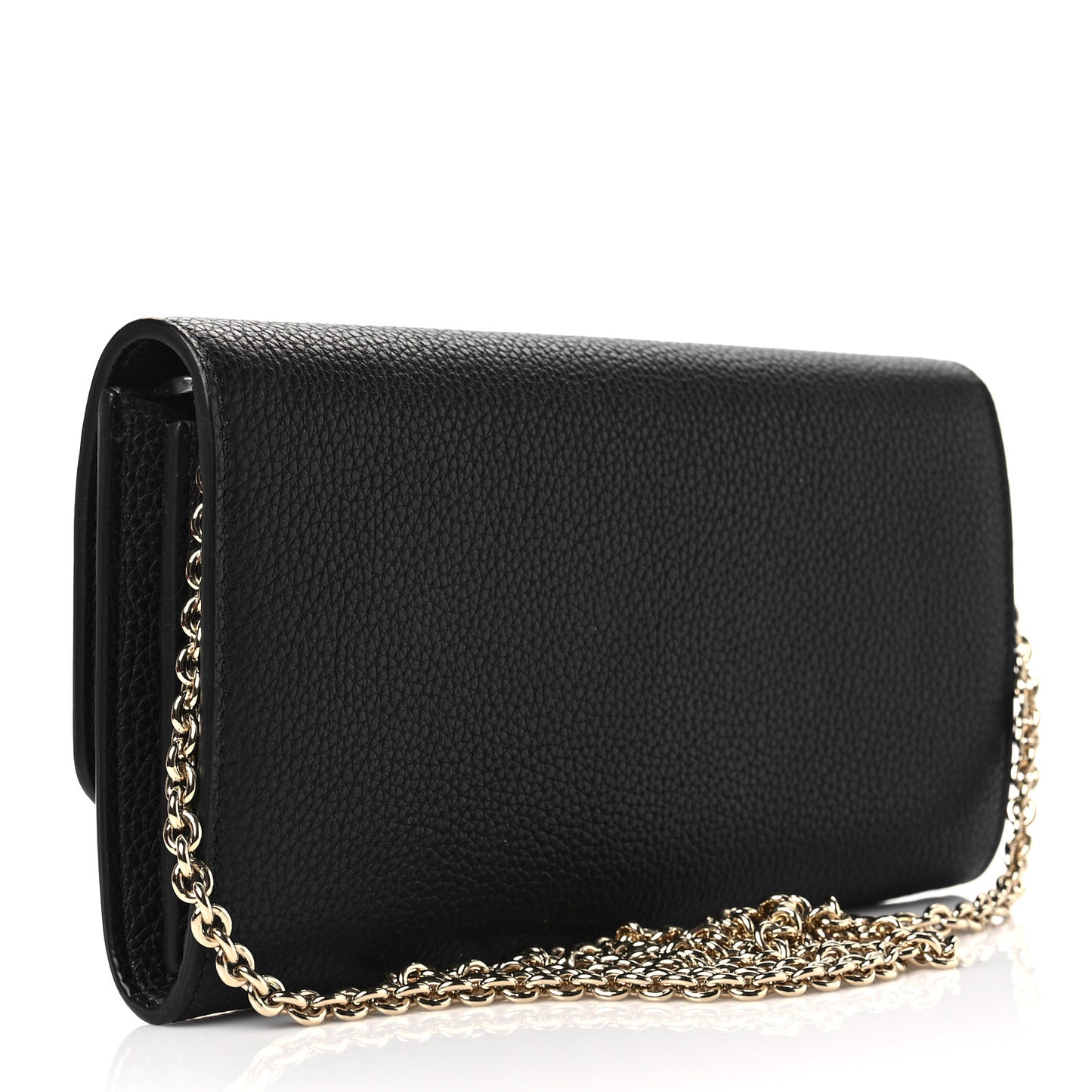 Calfskin City Wallet On Chain Black