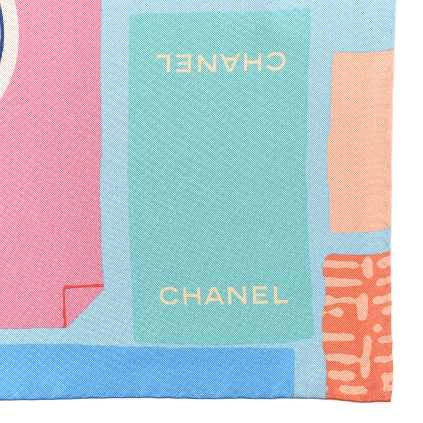 Silk CC Logo Square Scarf Blue Multicolor