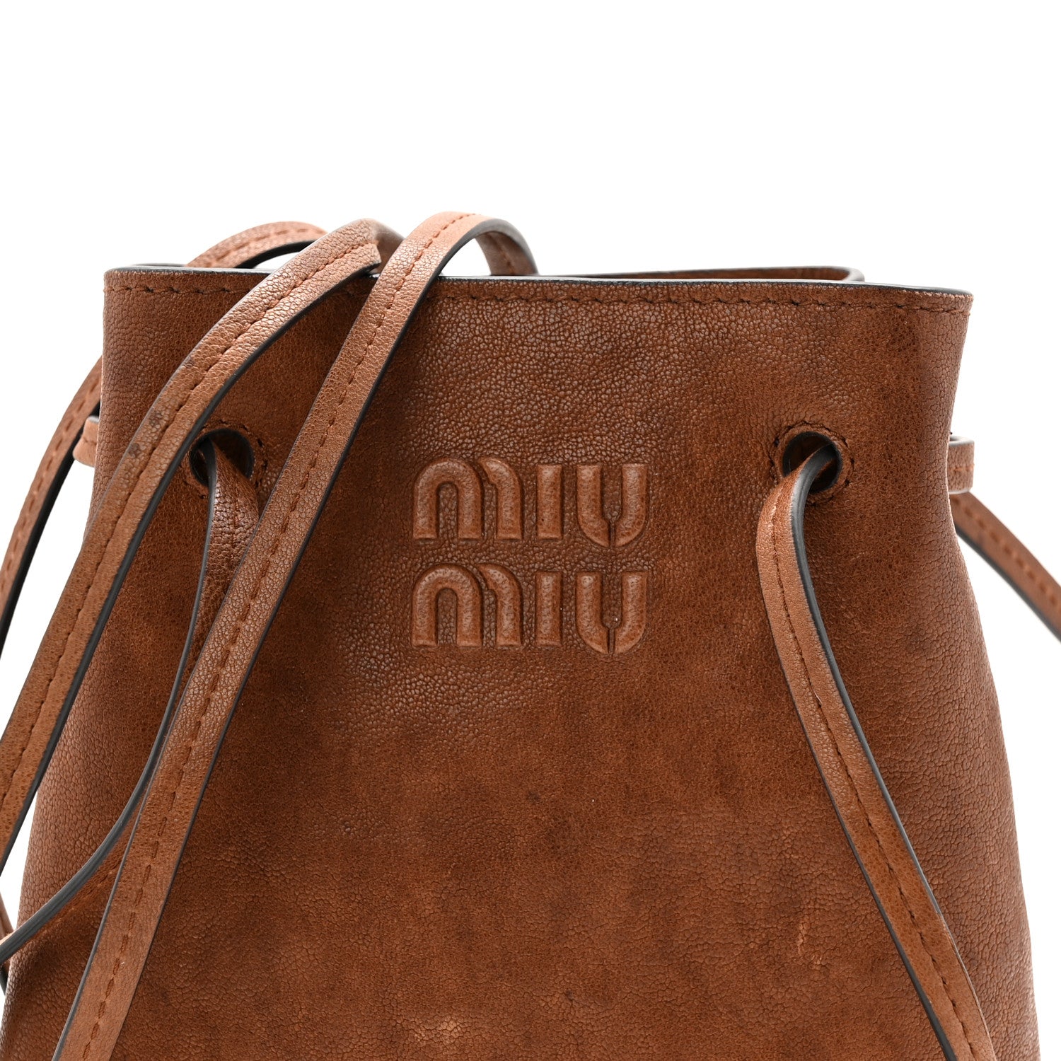 Miu Miu Distressed Nappa Pouch Oak 7 of 10