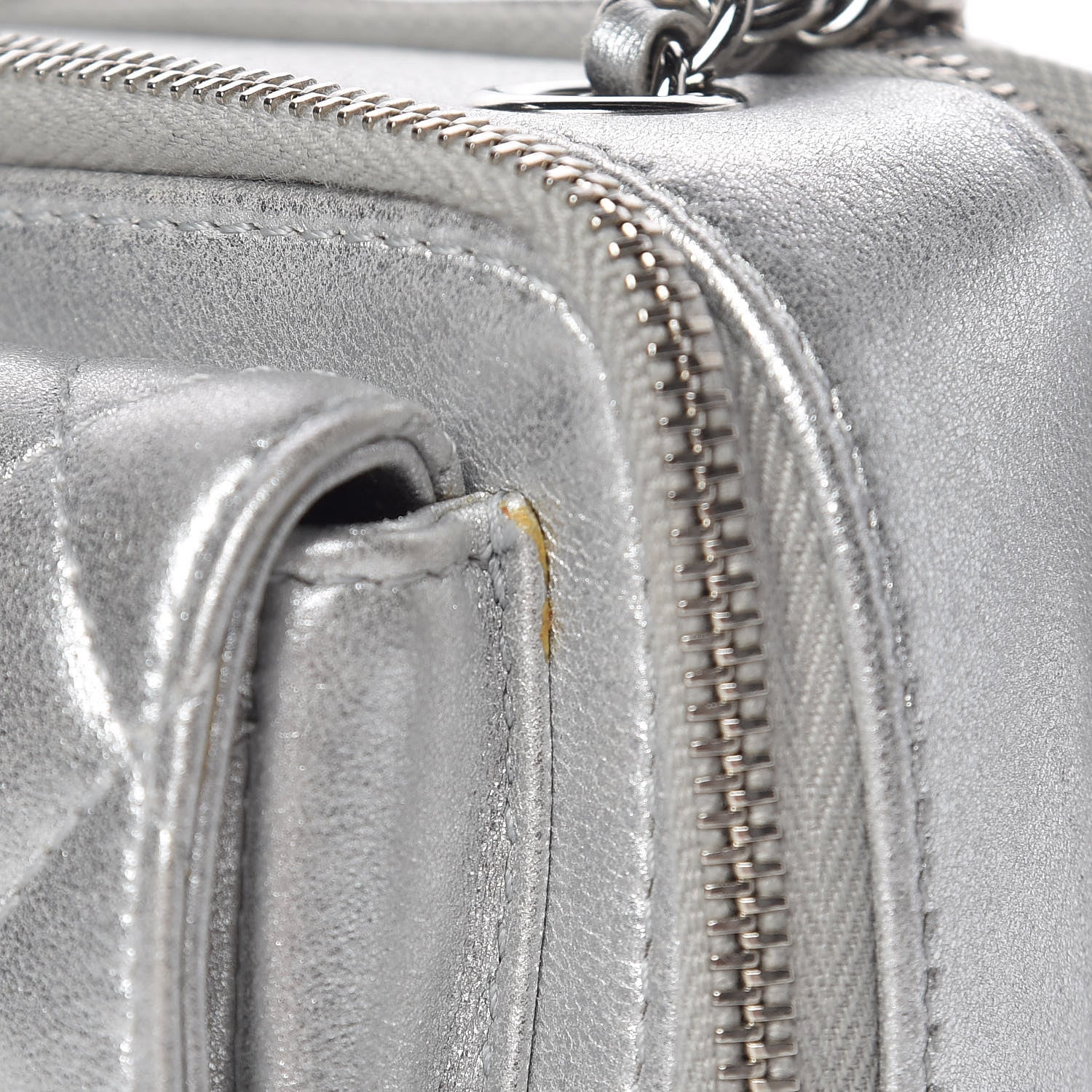 Chanel Metallic Lambskin Quilted Mini Pocket Box Camera Case Silver 13 of 15