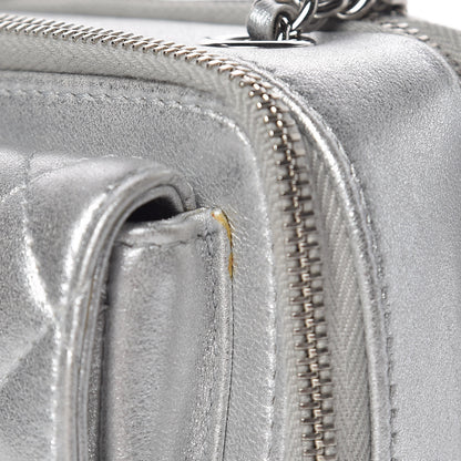 Chanel Metallic Lambskin Quilted Mini Pocket Box Camera Case Silver 13 of 15
