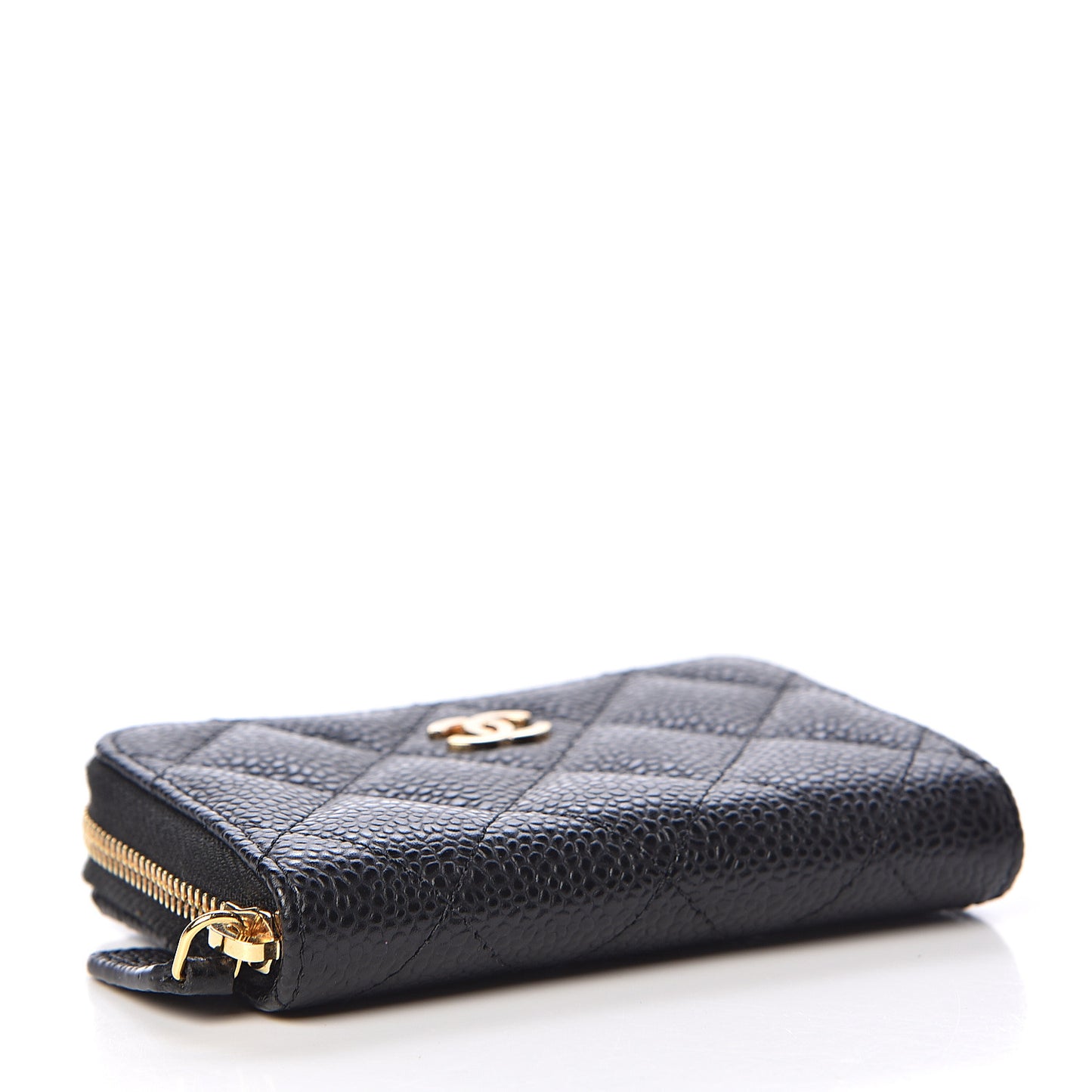 Caviar Quilted Zip Coin Purse Black