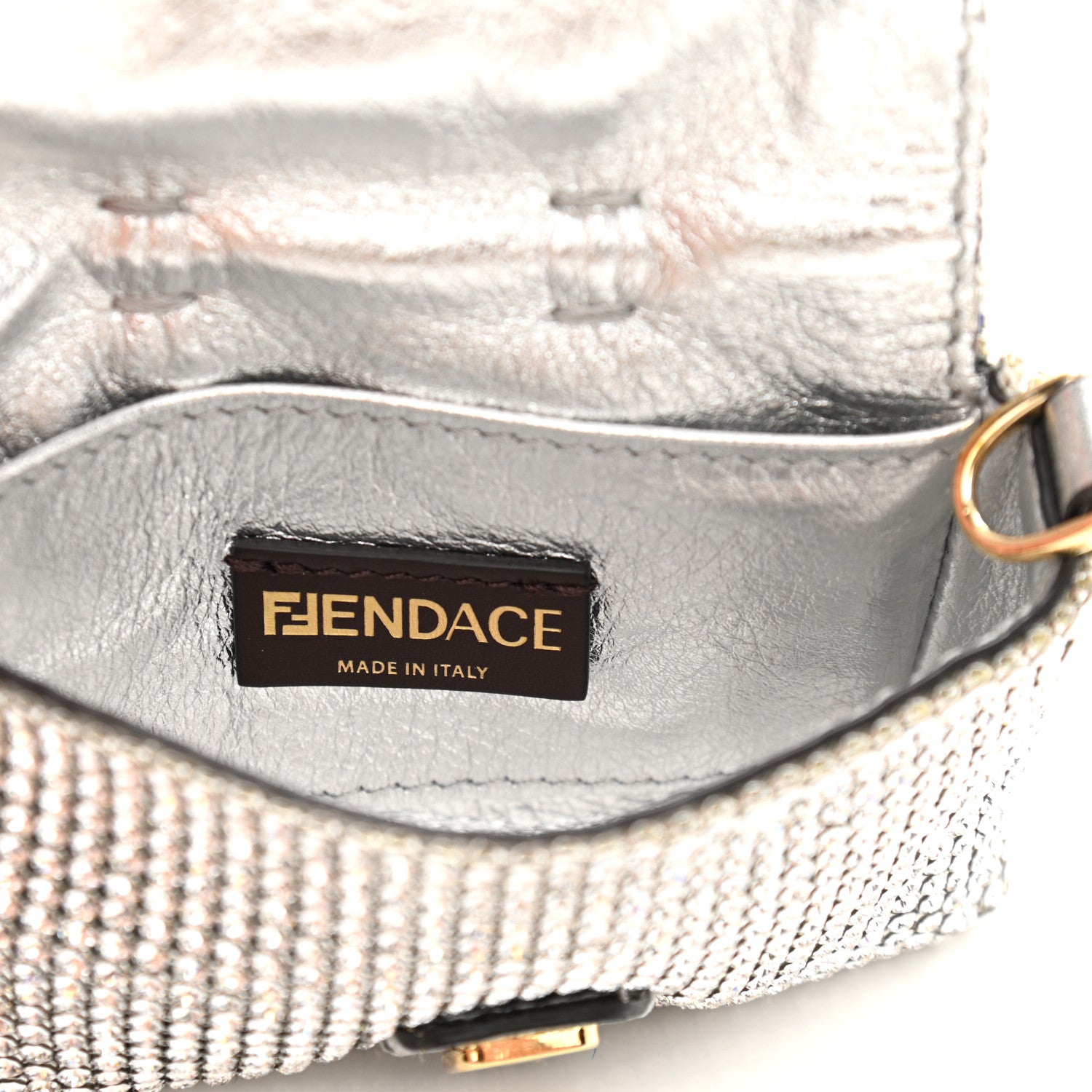 Fendi X VERSACE Crystal Fendace Nano Brooch Baguette Gold Silver 6 of 11
