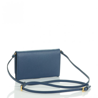 Prada Saffiano Metal Flap Wallet Bleuette 3 of 7