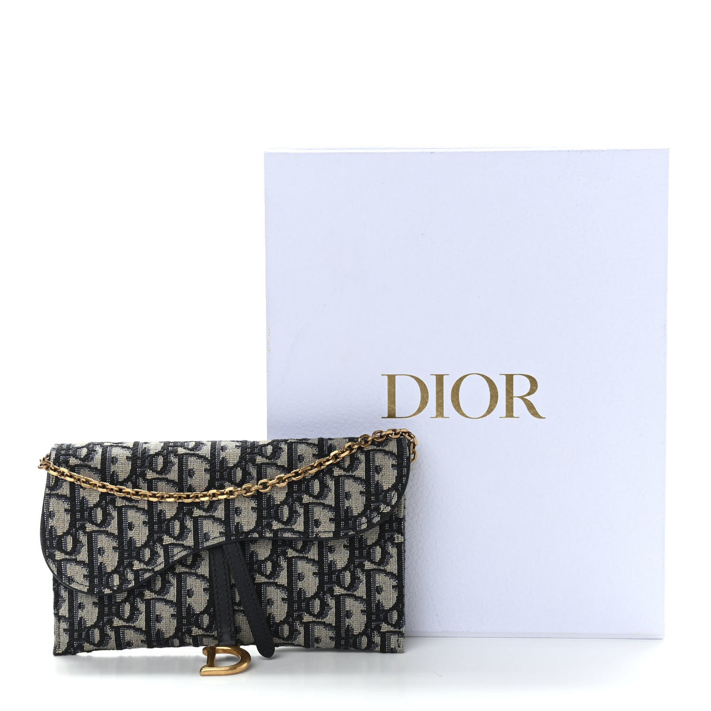 Oblique Saddle Chain Long Wallet Blue
