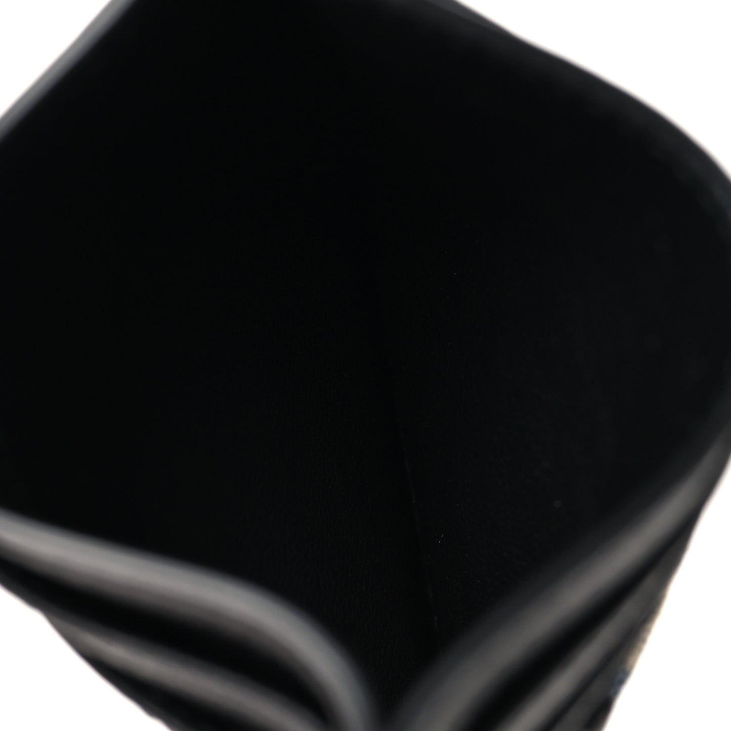 Grained Calfskin Oblique Card Holder Black