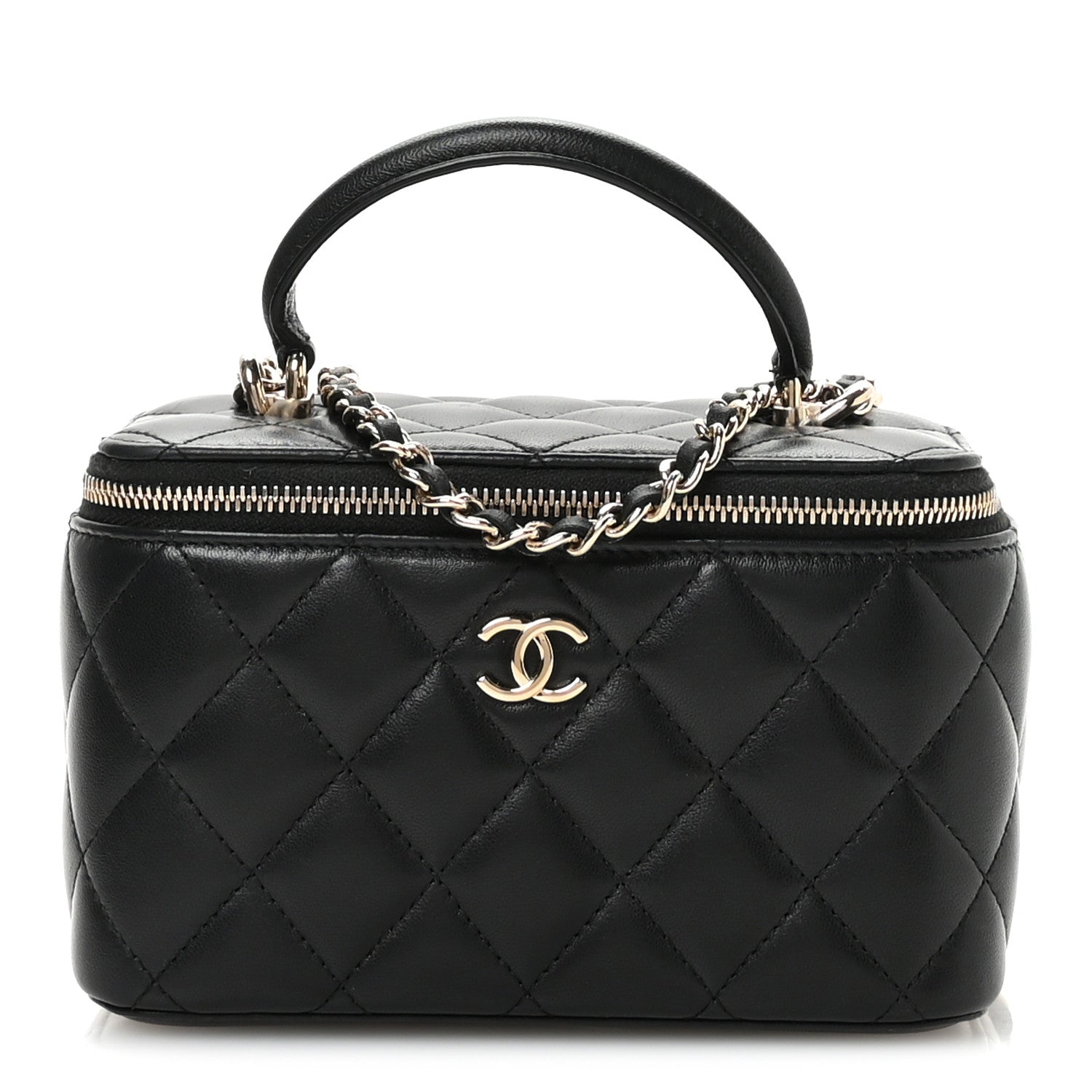 Chanel Lambskin Quilted Small Top Handle Vanity Case With Chain Black 1 of 12