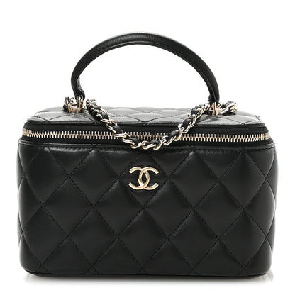 Chanel Lambskin Quilted Small Top Handle Vanity Case With Chain Black 1 of 12