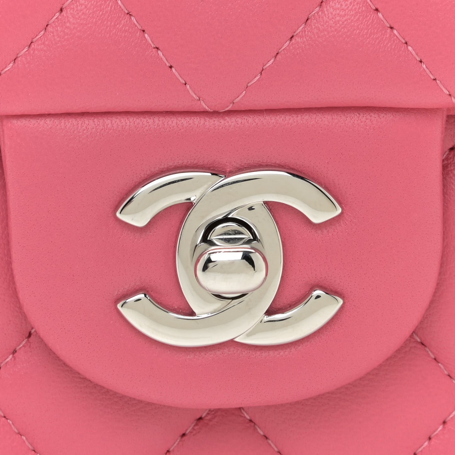 Lambskin Quilted Mini Rectangular Flap Pink