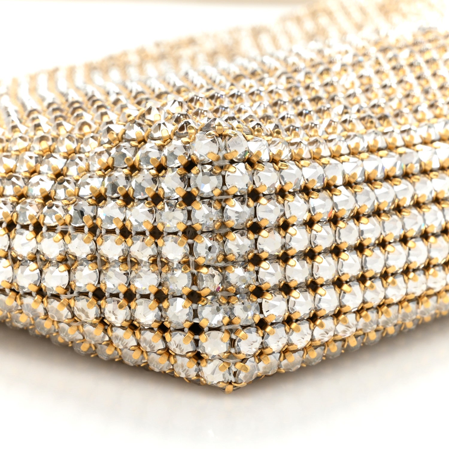 Saint Laurent Crystal Strass Embellished Satin Suzanne Shoulder Bag Silver 8 of 8