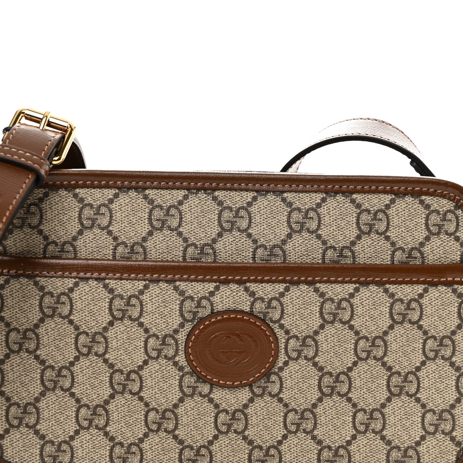 Gucci GG Supreme Monogram Azalea Calfskin Mini Retro Interlocking G Shoulder Bag Beige Ebony Brown Sugar 8 of 11