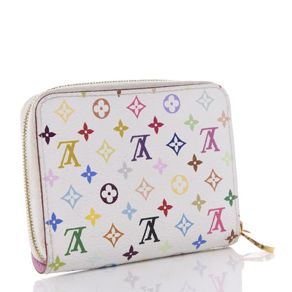 Louis Vuitton Monogram Multicolor Zippy Coin Purse Wallet White Litchi 2 of 5