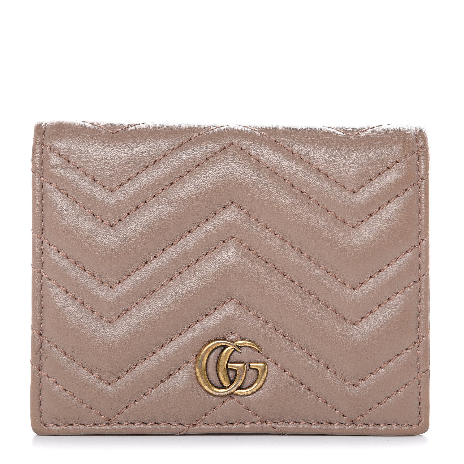 Gucci Calfskin Matelasse GG Marmont Card Case Porcelain Rose 1 of 11