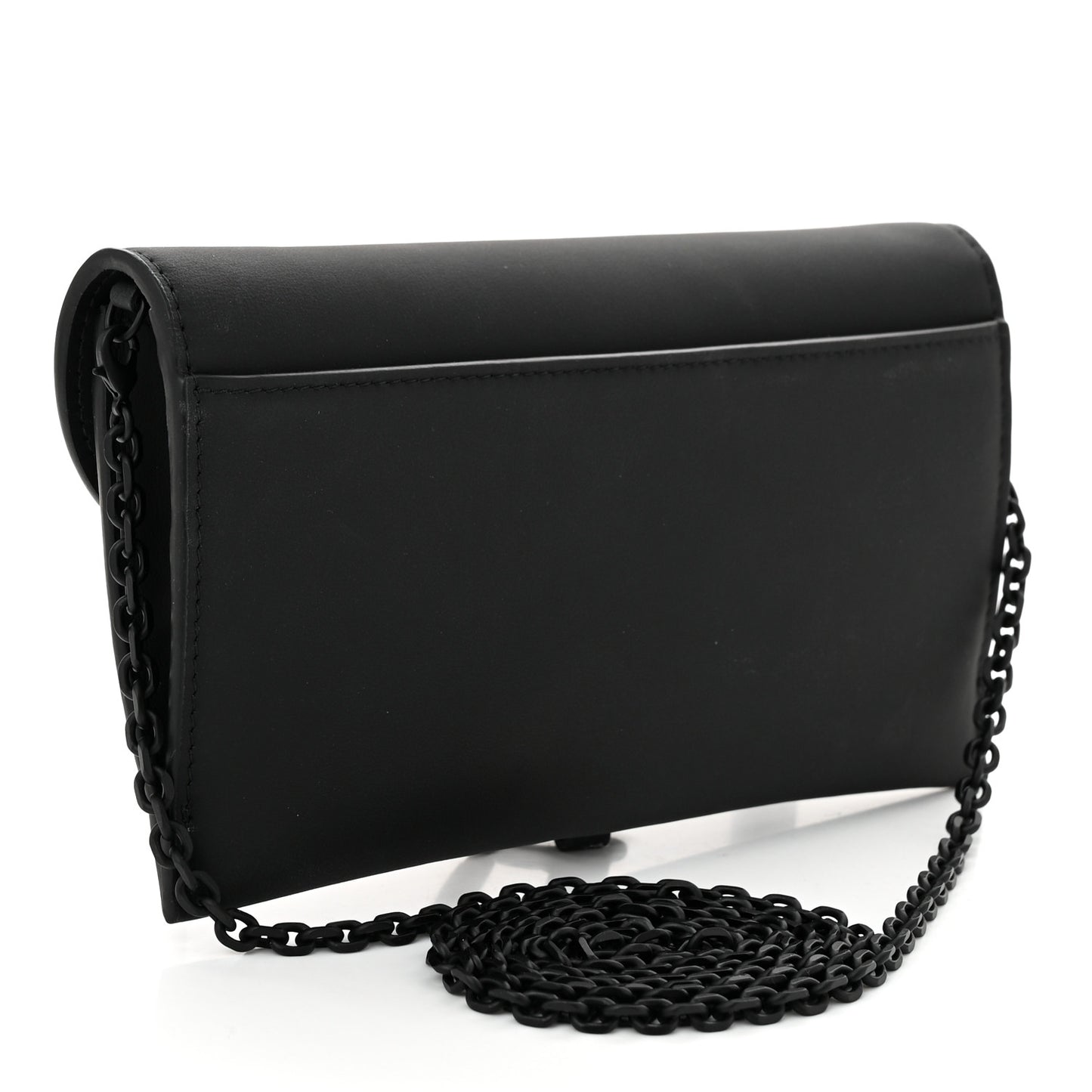 DIOR Ultra Matte Calfskin Saddle Chain Wallet Pouch Black