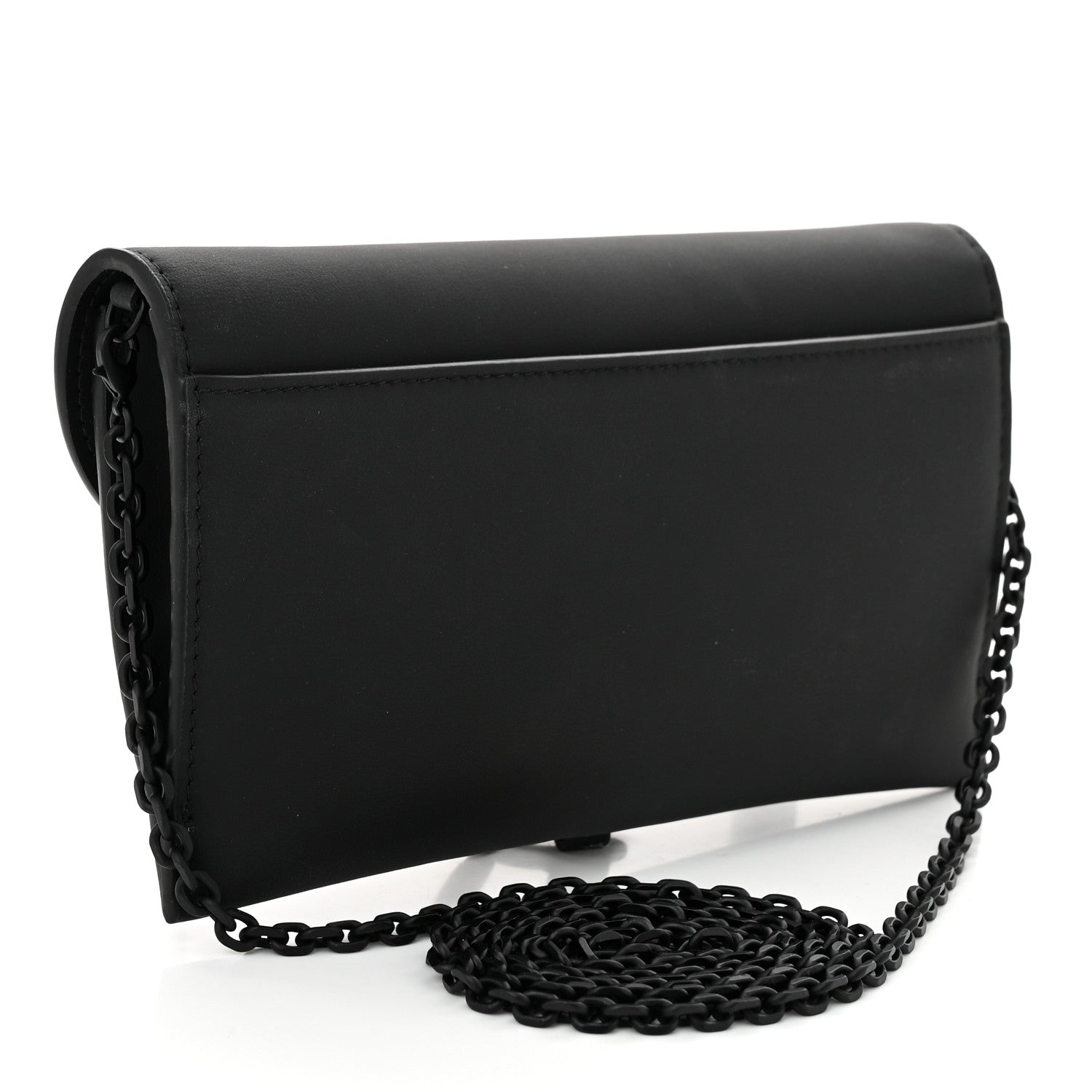 Christian Dior DIOR Ultra Matte Calfskin Saddle Chain Wallet Pouch Black 4 of 11
