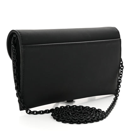 Christian Dior DIOR Ultra Matte Calfskin Saddle Chain Wallet Pouch Black 4 of 11