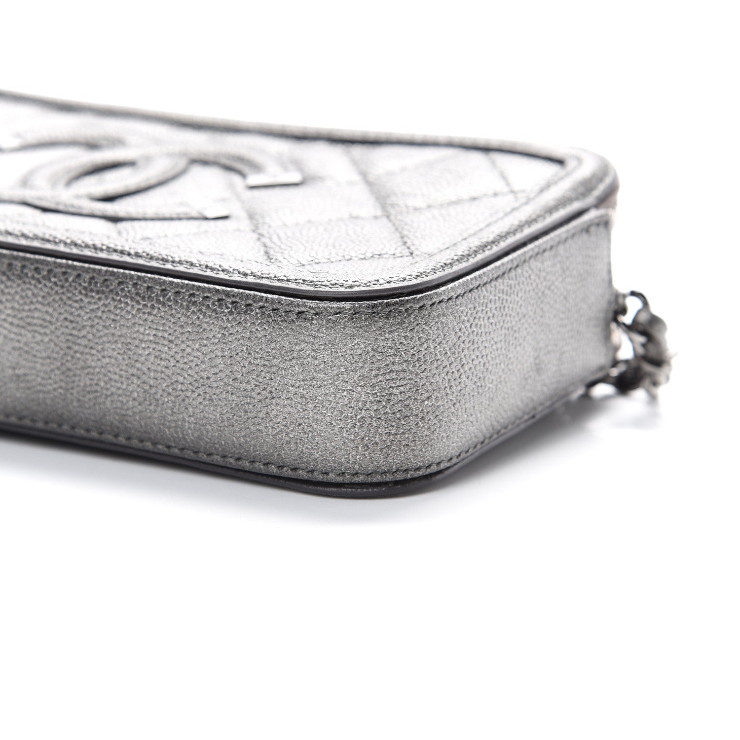 Chanel Metallic Caviar Quilted CC Filigree Clutch With Chain Dark Silver 12 of 13