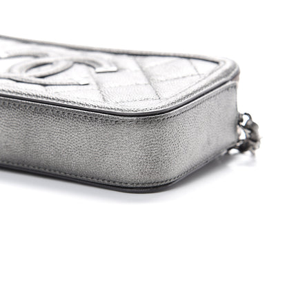 Chanel Metallic Caviar Quilted CC Filigree Clutch With Chain Dark Silver 12 of 13