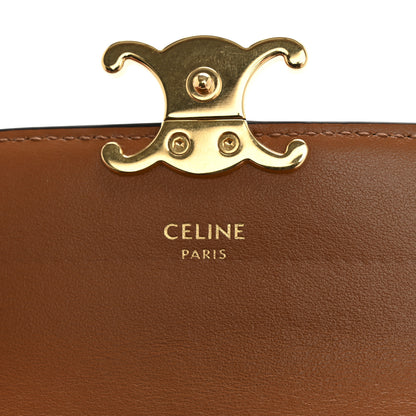 Celine Triomphe Canvas Calfskin Flap Card Holder Tan 6 of 10