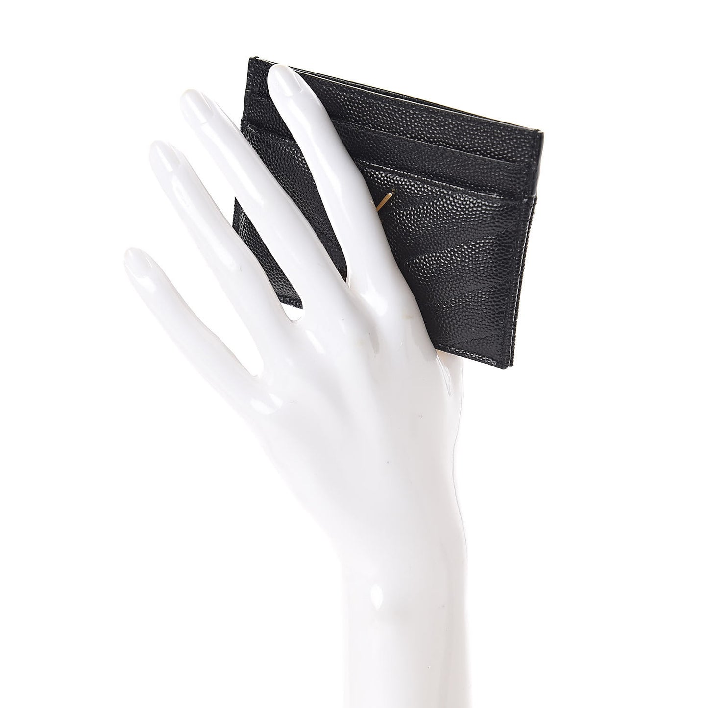 Grain De Poudre Matelasse Chevron Monogram Credit Card Case Black