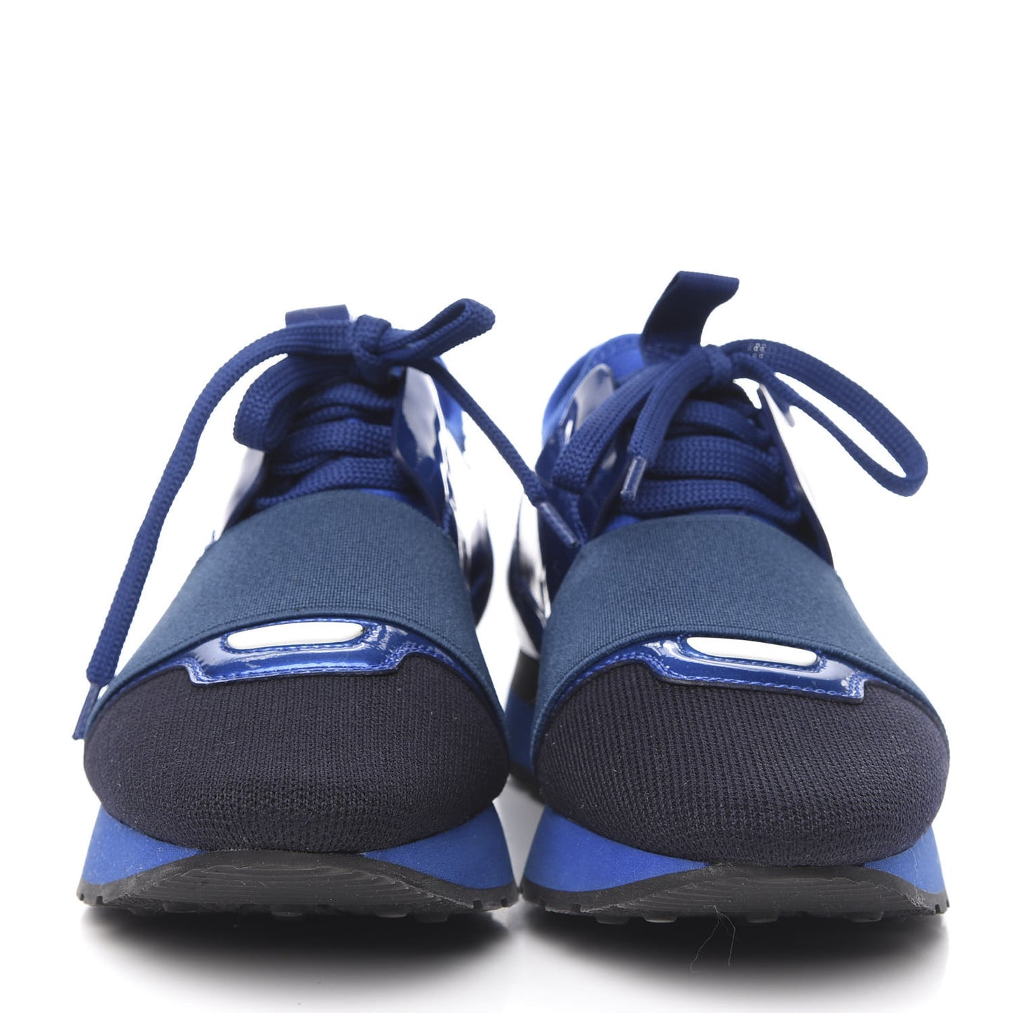 Metallic Patent Neoprene Mesh Womens Race Runner Sneakers 35 Bleu Black