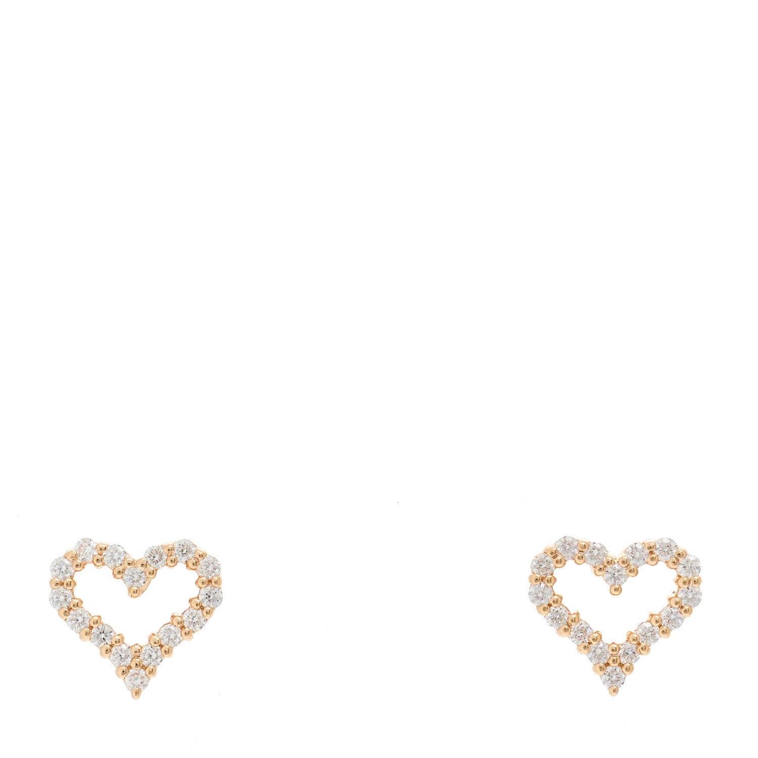 Tiffany 18K Rose Gold Diamond Extra Mini Heart Earrings 1 of 4
