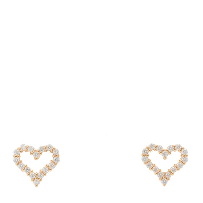 Tiffany 18K Rose Gold Diamond Extra Mini Heart Earrings 1 of 4