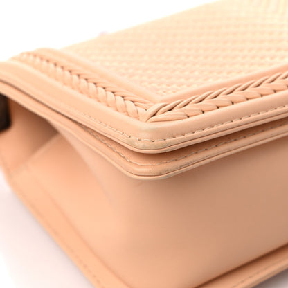 Chanel Calfskin Chevron Quilted Medium Braided Boy Flap Beige 8 of 13