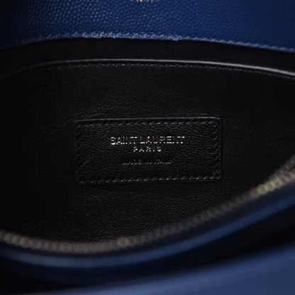Saint Laurent Grain De Poudre Small West Hollywood Monogram Fold-Over Bag Denim 6 of 9