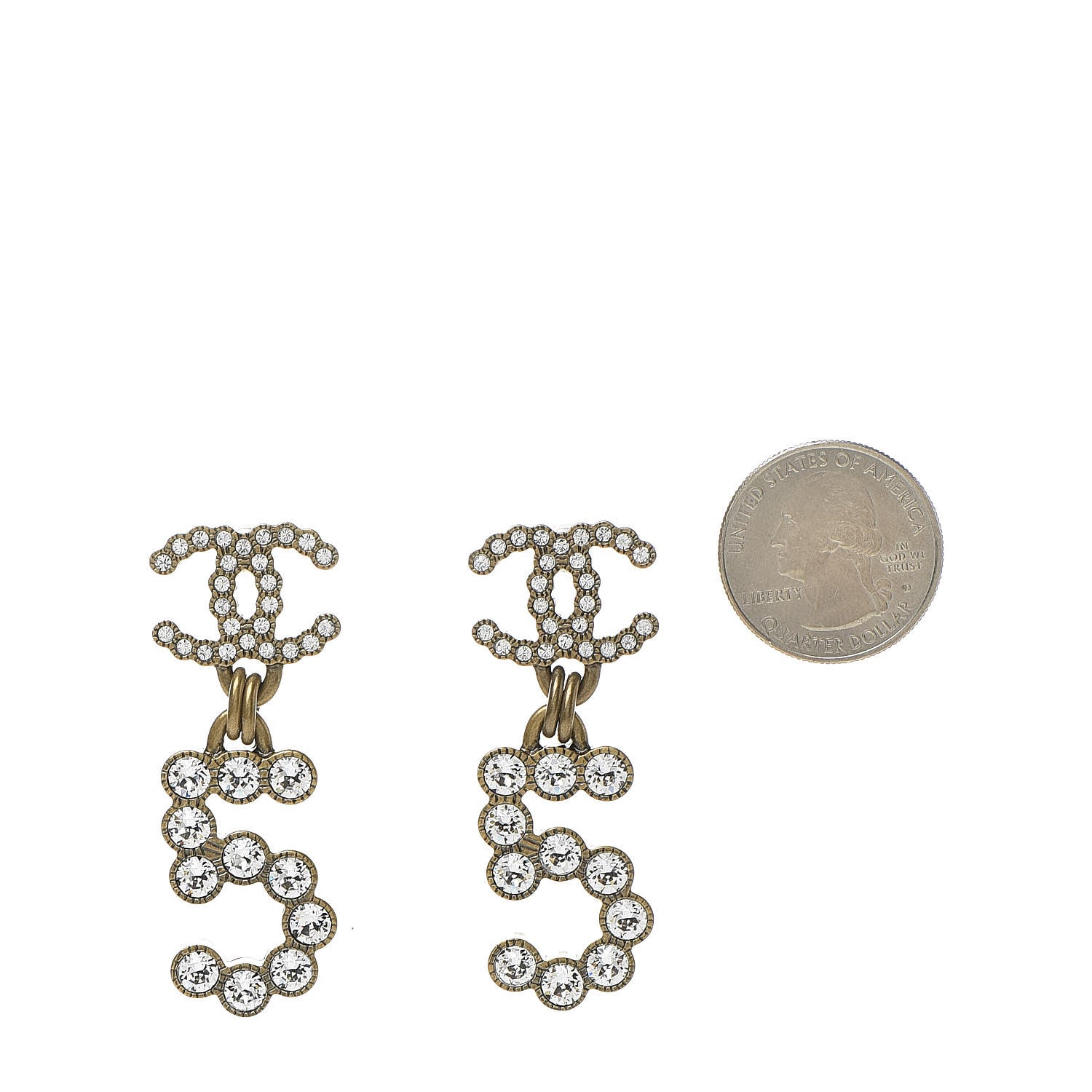 Chanel Metal Crystal City of Lights No 5 Drop Earrings Gold 2 of 5