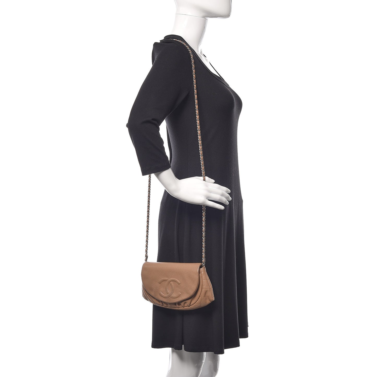 Caviar Half Moon Wallet On Chain WOC Dark Beige