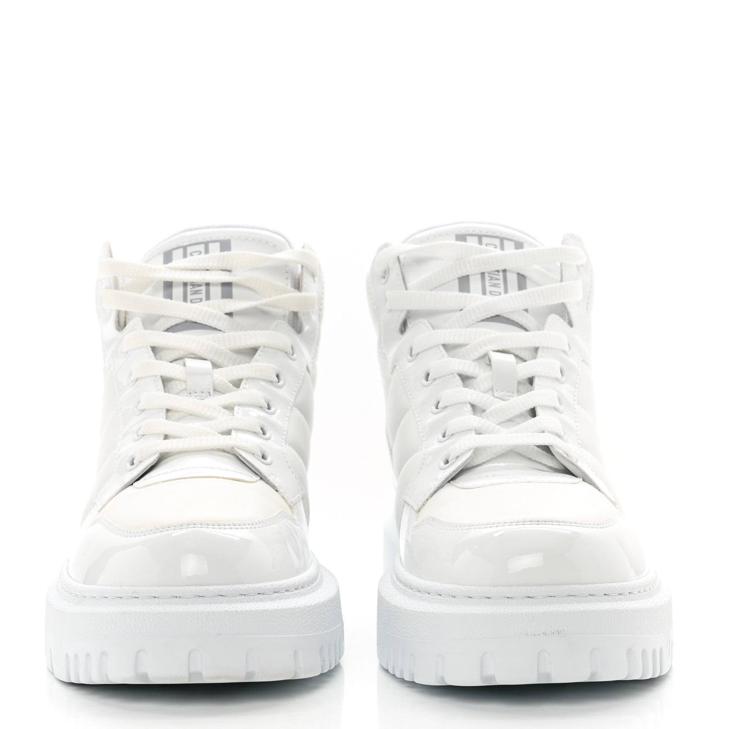 Christian Dior Nylon Fabric Womens D-Player High Top Sneakers 39.5 White Grey 2 of 9