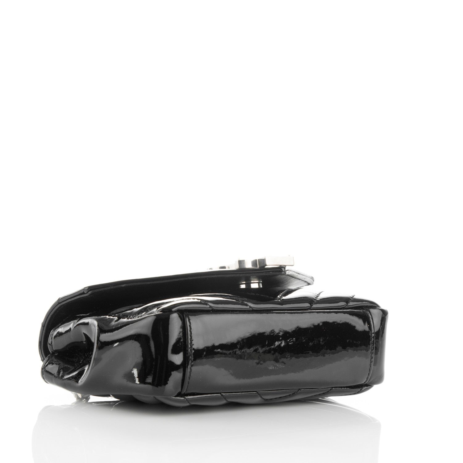 Saint Laurent Patent Matelasse Chevron Monogram Classic Baby Chain Bag Black 4 of 8