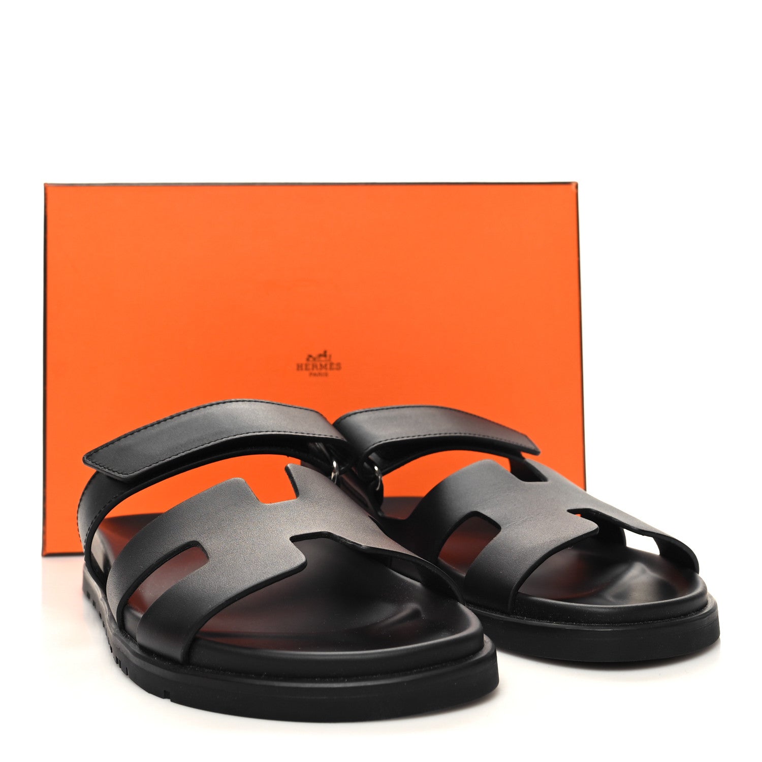 Hermes Calfskin Womens Chypre Sandals 39 Black 9 of 9