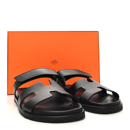 Hermes Calfskin Womens Chypre Sandals 39 Black 9 of 9