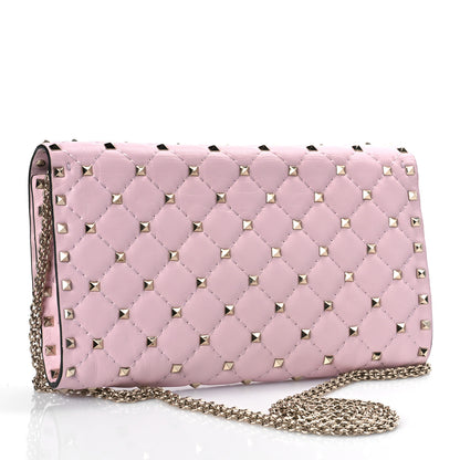 Valentino Garavani Nappa Rockstud Spike Wallet on Chain Water Rose 3 of 9