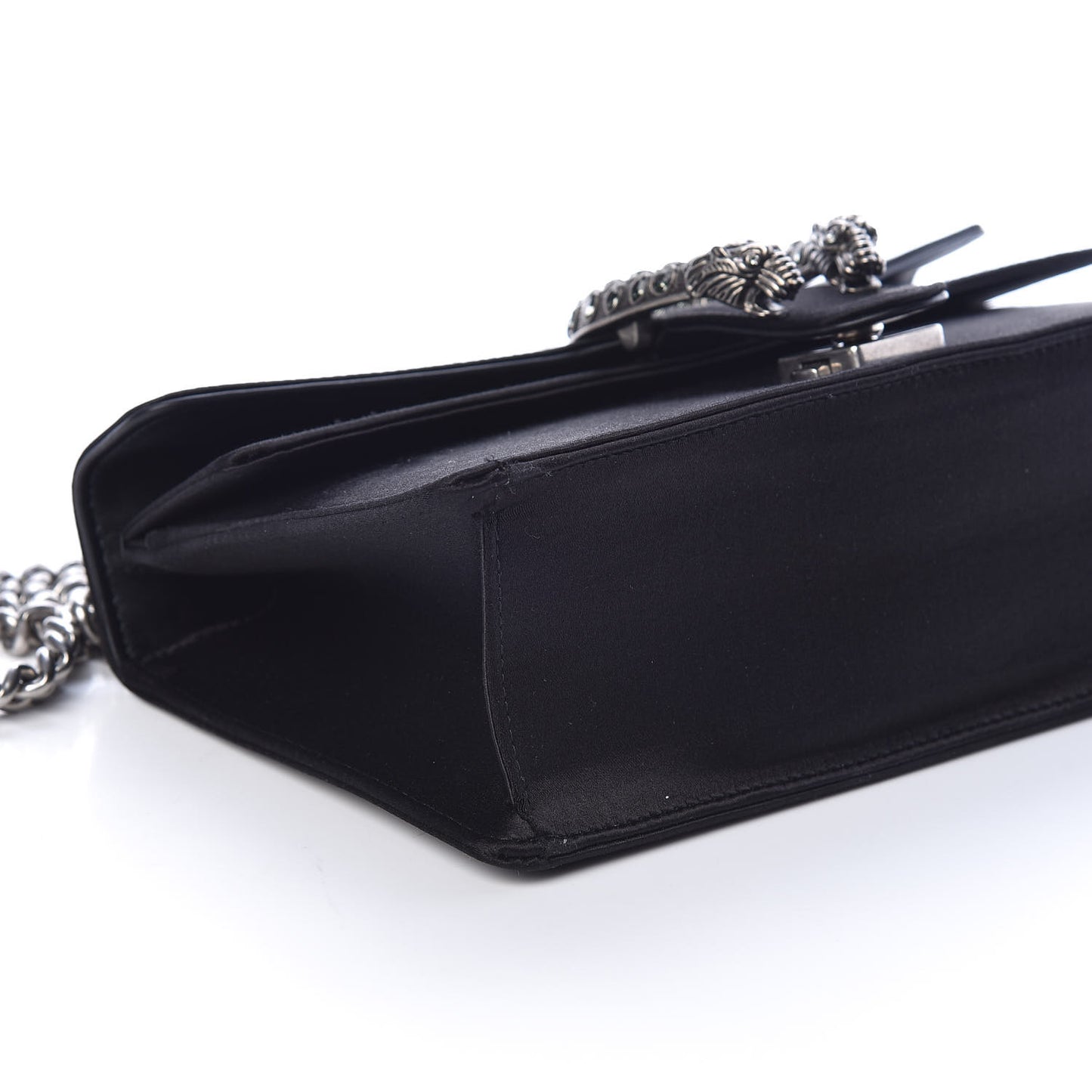 Satin Silk Crystal Small Dionysus Shoulder Bag Black Black Diamond