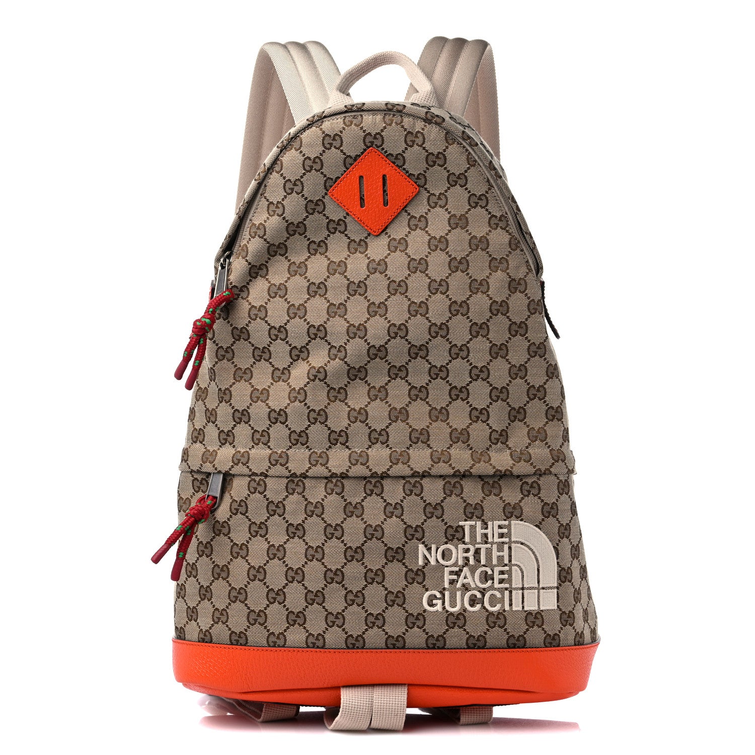Gucci X THE NORTH FACE Monogram Textured Dollar Calfskin Embroidered Beige Ebony Mystic White Deep Orange 1 of 10
