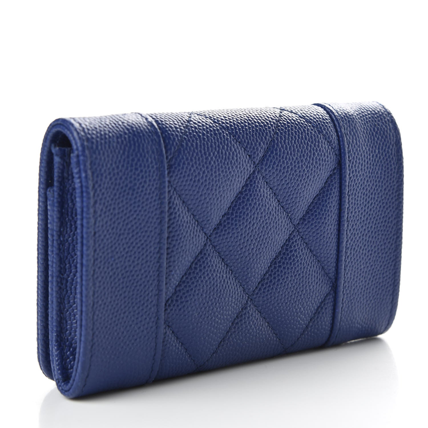 Chanel Caviar Chevron Quilted Vintage Mademoiselle Flap Card Holder Blue 3 of 9