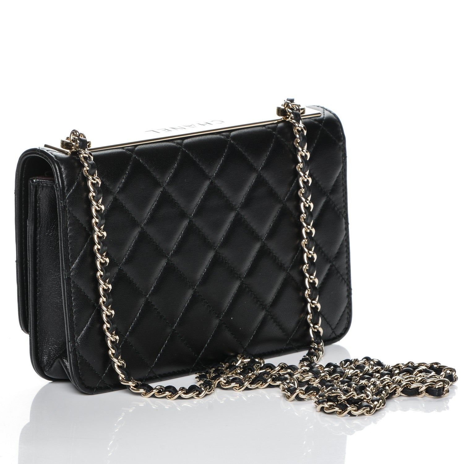 Chanel Lambskin Quilted Trendy CC Wallet On Chain WOC Black 3 of 9