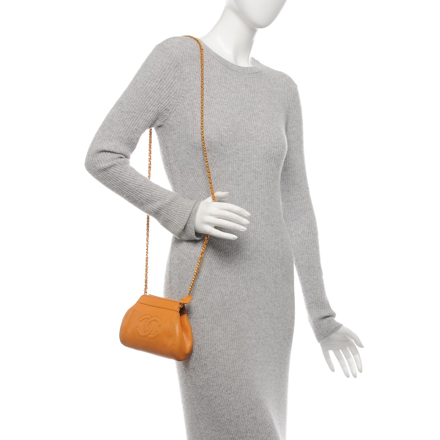 Chanel Caviar CC Crossbody Bag Orange 2 of 10